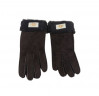 Женские Меховые Перчатки Ugg Шоколадные Замшевые (05)